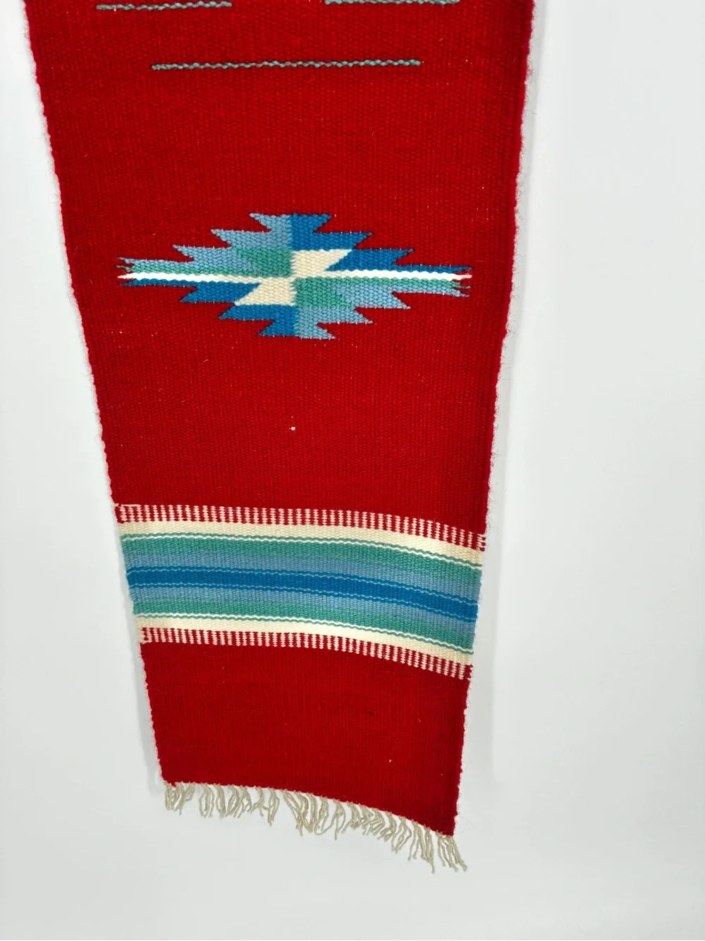 Vintage Ortega's Chimayo Handwoven Wool Southwest Table Runner 58”